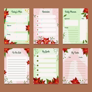 Poinsettias Journal Template vector