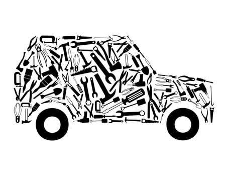 The car collected from tools. A vector illustration