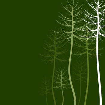 Wood of trees on a green background. A vector illustration
