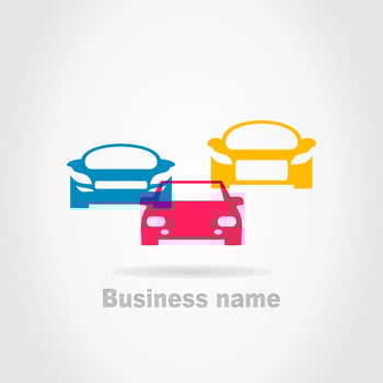 Three cars on a grey background. A vector illustration