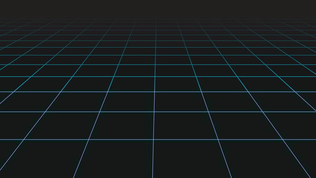 Perspective grid vector. 3D floor space, detailed blue lines on black background. Pattern design, line texture, interior template. EPS 10. vector
