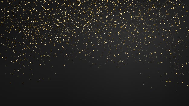 Golden glitter particles on dark background. Golden shining confetti sprinkles effect. Festive design for christmas, new year or holiday. Vector illustration
