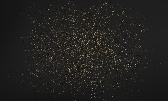 Golden glitter texture on black background. Shining golden confetti particles. Abstract grainy effect. Vector illustration