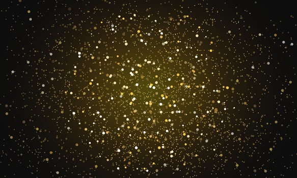 Golden glitter particles on dark background. Golden shining confetti sprinkles effect. Festive design for christmas, new year or holiday. Vector illustration