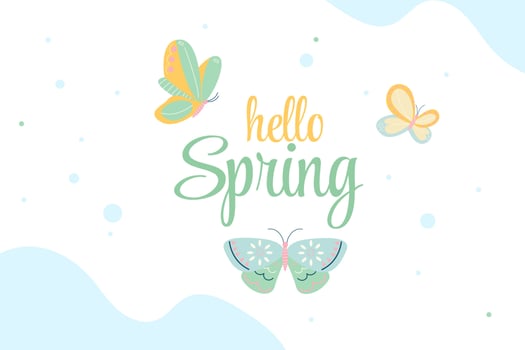 Hello spring. Butterflies on light background vector