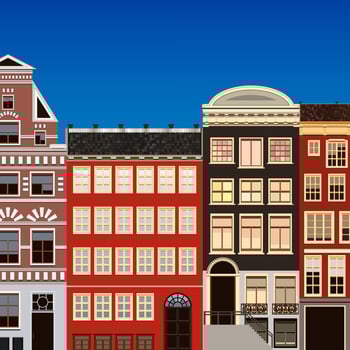 Street of abstract old houses. Vector background.