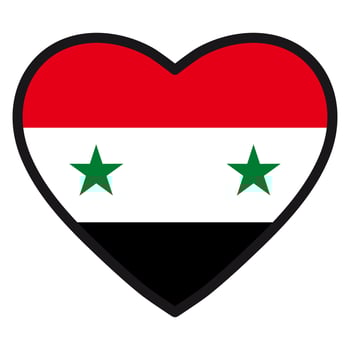 Flag of Syria  in the shape of Heart with contrasting contour, symbol of love for his country, patriotism, icon for Independence Day. vector
