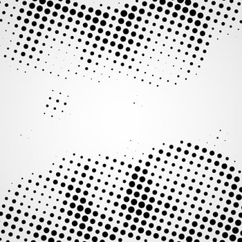 Halftone abstract vector black dots design element isolated on a white background.