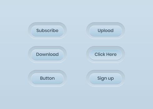 UI, UX buttons design set. Trendy soft ui button with shadow vector