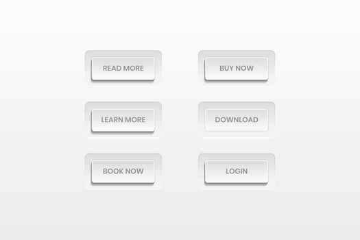 Set of ui buttons. white soft ui button with shadow vector