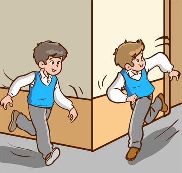 bump into running children cartoon vector