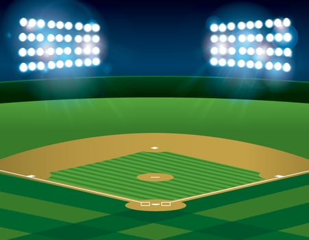 Baseball Softball Field Lit at Night vector