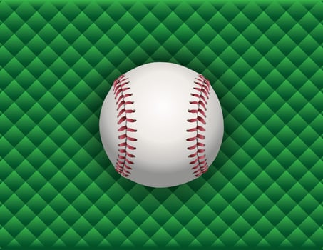 Baseball Illustration on a Green Checkered Background vector