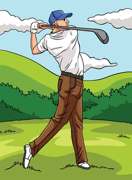 Golf Sports Colored Cartoon Illustration vector