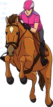Show Jumping Cartoon Colored Clipart Illustration vector