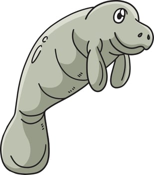 Manatee Marine Animal Cartoon Colored Clipart vector
