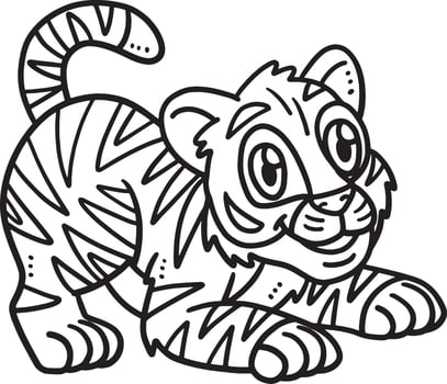 Baby Tiger Isolated Coloring Page for Kids vector