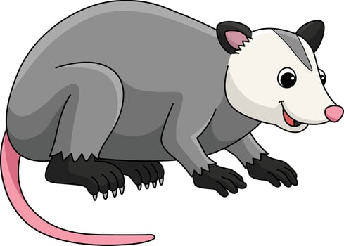 Opossum Animal Cartoon Colored Clipart vector