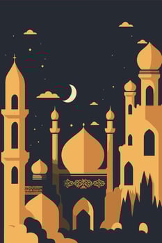 islamic Mosque background Islam, ramadan greeting card design template vector
