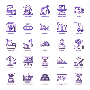 Industry icon pack for your website design, logo, app, and user interface. Industry icon basic line gradient design. Vector graphics illustration and editable stroke.