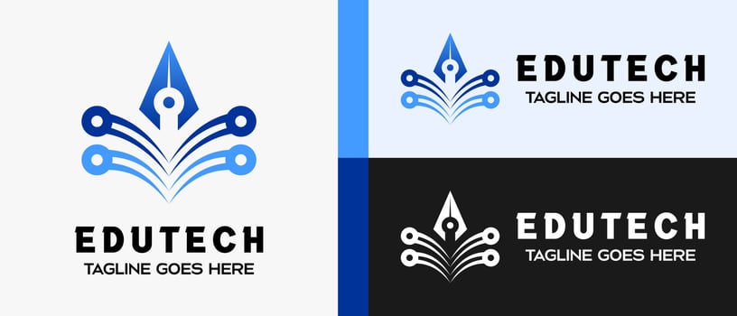 pen and book logo design template in technology illustration. logos for education. vector illustration