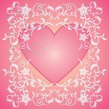 Pink Valentines day background card with flowers vector