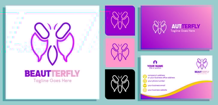 creative butterfly logo design template. Luxury line logotype design. and business card design templates. vector illustration