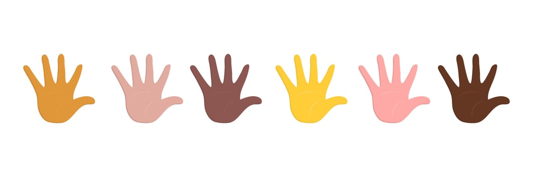 International day of tolerance. Hand icons with different skin tones. Isolated vector illustration