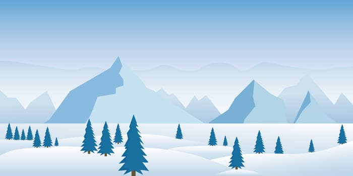 Gorgeous snowy mountain landscape. Winter Mountains landscape with pines and hills. Vector Illustration