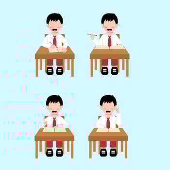 Set Of Boy Indonesian Elementary Student Character vector