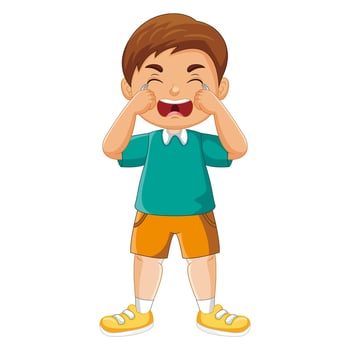Vector cartoon little boy whining crying