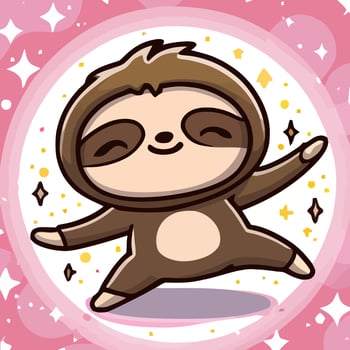 Cute chibi sloth kawaii illustration lazy sloth sleepy graphic vector