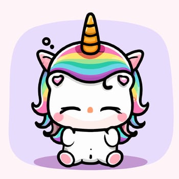 Cute Unicorn illustration Unicorn kawaii chibi vector drawing style Unicorn cartoon