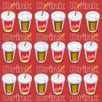 Vector illustration background fast food soft drink coffee symbol