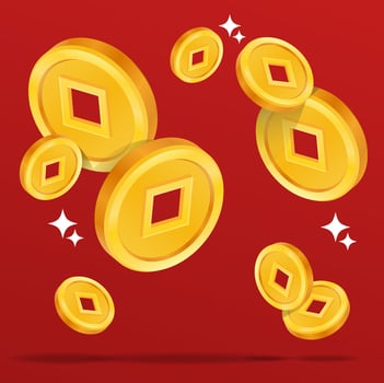 Chinese coin vector illustration, Chinese New year flat icon
