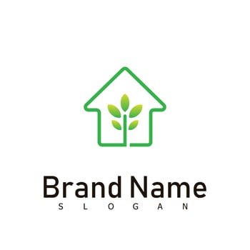 green house nature real estate logo design symbol vector