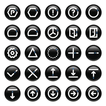 Black circle outline icons for Sign and Symbol. vector