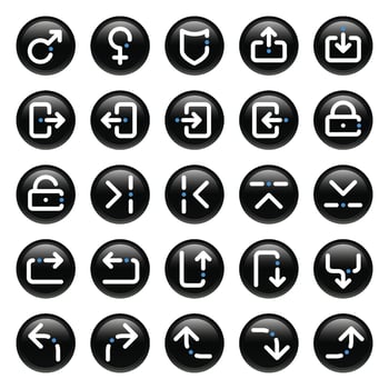 Black circle outline icons for Sign and Symbol. vector