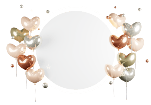 3D Rendering concept of Valentine balloon heart shape background card template with space for text. 3D Render illustration. png