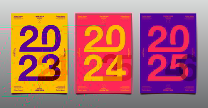 template layout design 2023, 2024, 2025, typography,  cover book. presentation ,flat background. vector