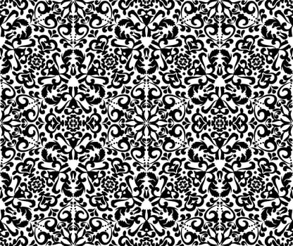 Floral ornament, seamless pattern. Elegant patterned background. Black and white. Monochrome seamless pattern. vector