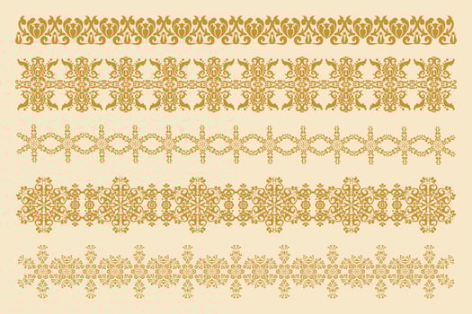 Five decorative frames for decoration. Vector damask ornaments. Vector design element. Computer graphics.