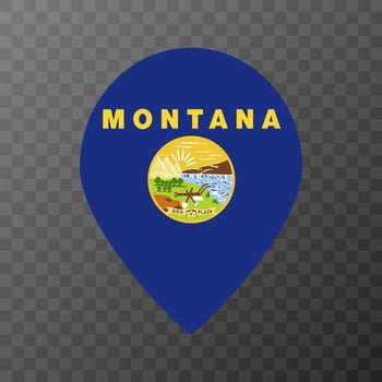 Map pointer with flag Montana state. Vector illustration.