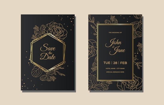 Luxury Wedding Invitation With Rose Ornament vector
