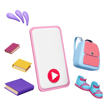 3d smartphone with book, backpack, textbook, sneakers, shoes, school bag icon isolated. education, learn online, back to school concept, 3d render illustration png