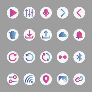 Gradient color icons for User interface. vector