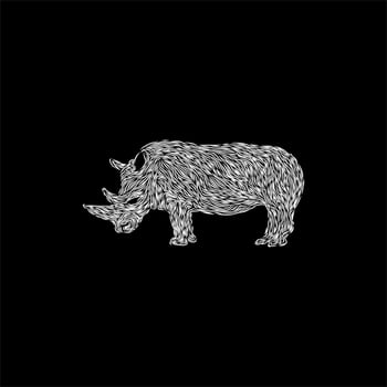 rhino animal artwork style silhouette creative design vector