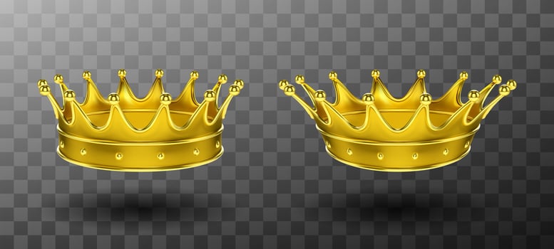 Golden crowns for king or queen monarchy symbol vector