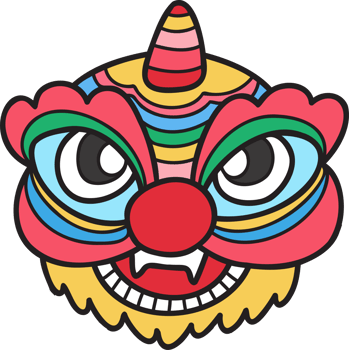 Hand Drawn chinese lion dance illustration png