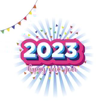 happy new year 2023 colourful text and decorative background vector